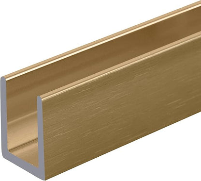 Brixwell SDCD38SB-XCP10 Satin Brass 3/8" Fixed Panel Shower Door Deep U-Channel