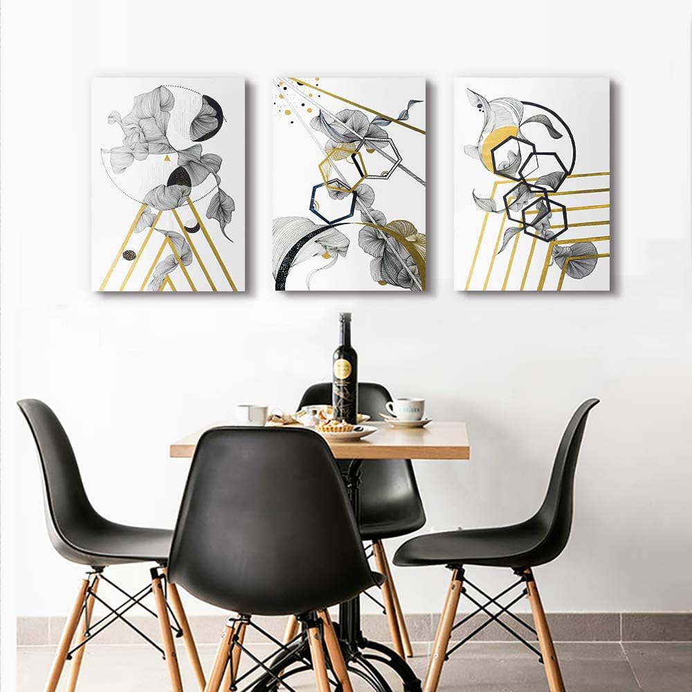 modern Abstract painting Canvas Wall Art for Living Room Wall Artworks Bedroom Decoration, 3 piece Framed office kitchen bathroom Wall decor inspirational Black and white abstract posters Home Decor
