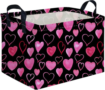 Rectangular Valentine's Day Gift Basket,nursery basket,Girls gift baskets,kids toy storage Bin, Love Heart Room Decor for Home,Shelf Baskets(Attract love)