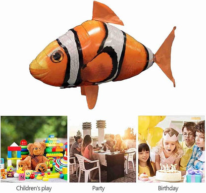 JTLB Remote Control Flying RC Toy for Kids, Inflatable Balloon with Controller, Fun Indoor Family Office Party Toy (orange clownfish)