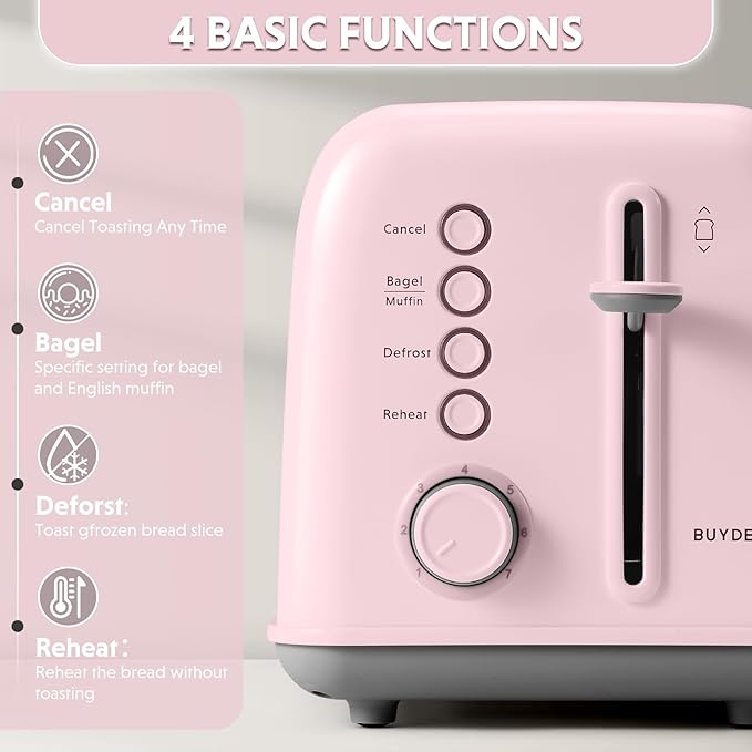 BUYDEEM DT620 2-Slice Toaster, Extra Wide Slots, Retro Stainless Steel
