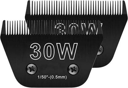 2PCS 30W Wide Blades for Dog Grooming Blades Compatible with Andis Dog Clippers Blades,Dog Clipper Blades Compatible with Oster A5,Wahl km10 Dog Clippers,Stainless-Steel Blade Sharp