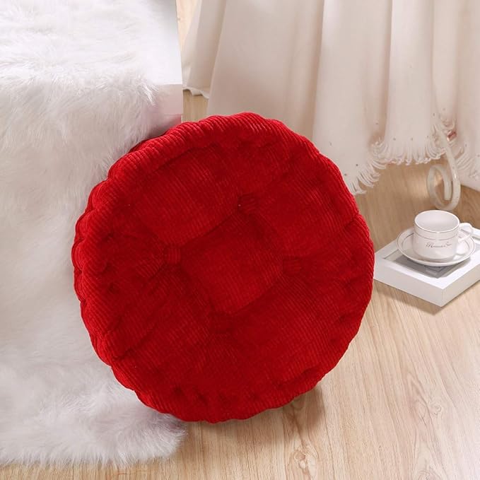 Round Soft Chair Cushions Home Floor Pillow Indoor Corduroy Chair Pads Office Seat Cushion, 17" D.