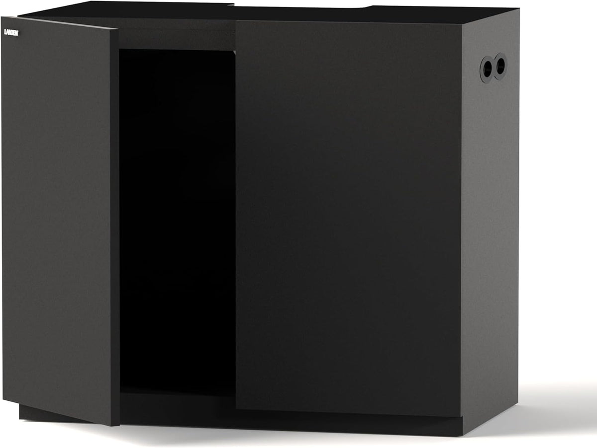 LANDEN Aquarium Wooden Stand and Cabinet for up to 55 Gal Tank, Fish Reptile Sea Salt WaterTank Stand, Nano Foam Leveling Mat Included, W35.5xD19.7xH31.5 in, Wooden Matte Black Painted(Stand Only)