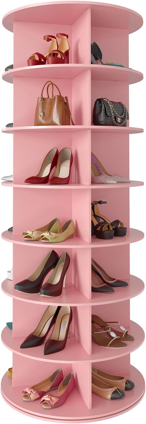SpaceAid 7 Tier Rotating Shoe Rack Tower, Spinning Shoe Display Lazy Susan