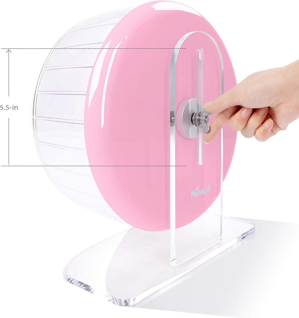 Niteangel Super-Silent Hamster Exercise Wheels: - Quiet Spinner Hamster Running Wheels with Adjustable Stand for Hamsters Gerbils Mice Or Other Small Animals (L, Pink)