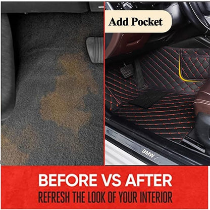 Personalized Image Printing Car Mats, Add Your Favorite Picture + Custom Text, Luxury Leather Full Set Fit Most Cars SUVs Trucks(Black/Black)