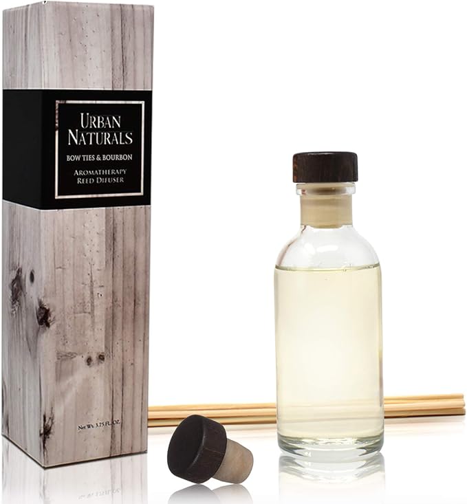 Urban Naturals Bowties & Bourbon Reed Diffuser Gift Set | Dark Oak, Bergamot &