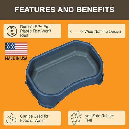 Neater Pet Brands Extra Large Water Bowl for Dogs, Outdoor Dog Water Bowl (2.25 Gallon Extra-Large Capacity), Big Trough Style Food Dish for Indoors or Outside, No Spill Large Dog Bowls, Dark Blue