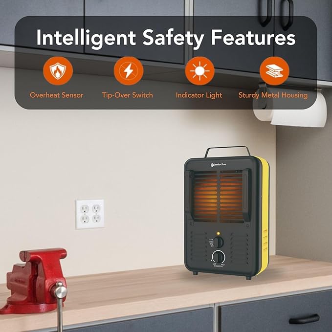 Comfort Zone 1, 500-Watt Milkhouse Style Electric Portable Utility Heater