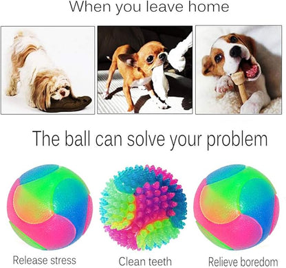 FineInno 4 pcs Light Up Dog Balls,Flashing Elastic Ball,Glow Ball,Glow in The Dark Interactive Pet Toys for Aggressive Chewers,Puppy, Cats, Dogs