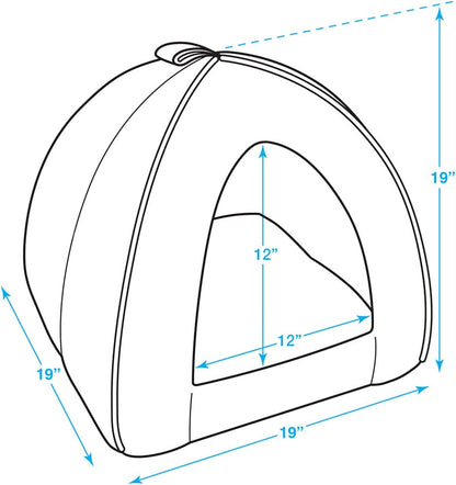 Pet Tent - Soft Bed for Dog and Cat by Best Pet Supplies - Gray Linen, 19" x 19" x H:19"