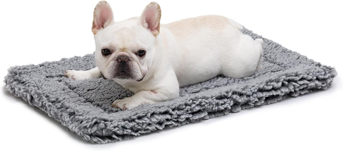 Stoutwool Indestructible Dog Bed - Fluffy Chew Proof Dog Crate Pad - Tough Kennel Pad for Aggressive Chewers - Washable, Ideal for Medium Breeds & Fits 30-Inch Crate - 29"x18", Charcoal