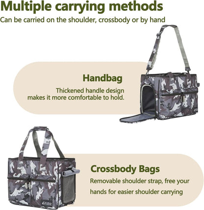 Cat Carrier Bag, Foldable Pet Bag Airline Approved, Pet Travel Carrier for Medium Cats Small Cats Dogs, Sturdy Transport Carriers Long Trips(Grey)