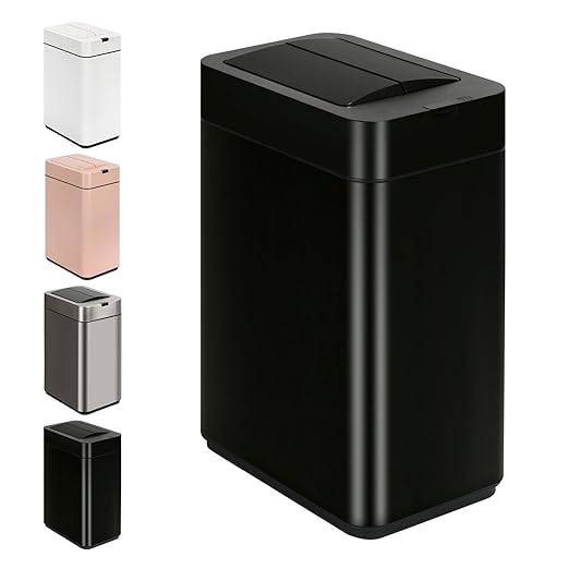 Sensor Trash Can with Butterfly Lid 2.6 Gallon Rectangular Automatic Garbage Can