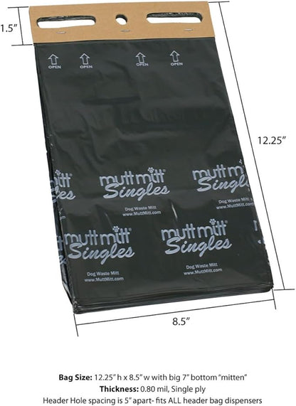 Mutt Mitt® Singles Dog Waste Header Bags multi-product listing - 1,000 Mutt Mitt® Singles Bags perfect for 2 Dog Waste Stations - Single-Ply, thick bag with a bottom gusset, for safer, easier pick-up