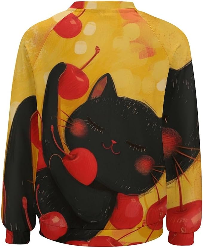 Long Sleeve Shirts for Women Cat Oil Painting Shirt 3D Graphic Sweatshirts Fall Pullover Crewneck Vintage Boho Tops