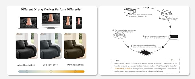Black Modular Cloud Couch Loveseat with 2 Ottomans, Modern Teddy Fabric Boneless Sectional Sofa in a Box for Living Room, Deep Seat Floor Couch, No Assembly Required, Sofas para Sala