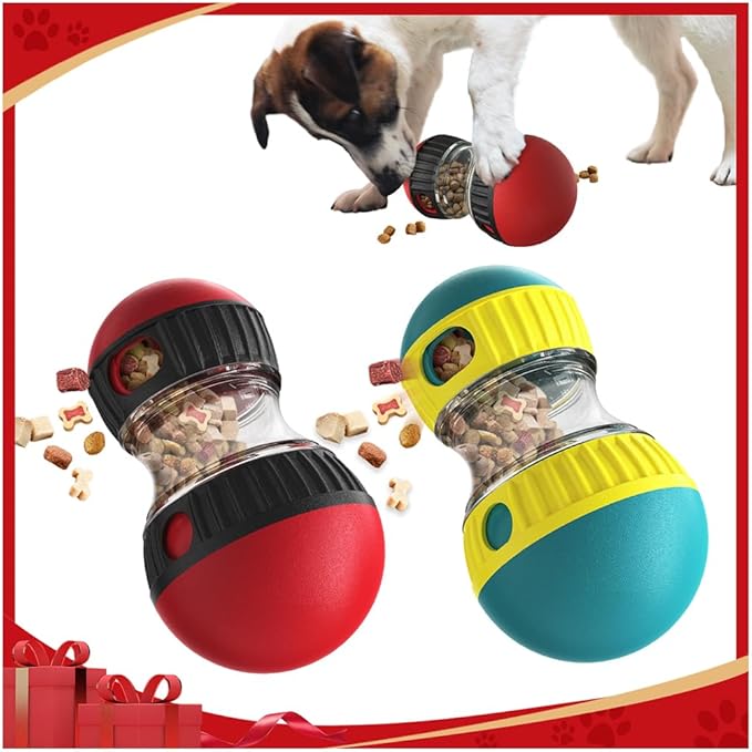 Dog Puzzle Toys, Rolling Treat Dispensing Ball, Brain Stimulation & Slow Feeder, Dog Enrichment Toys to Keep Them Busy (2PCS: Red+Green)