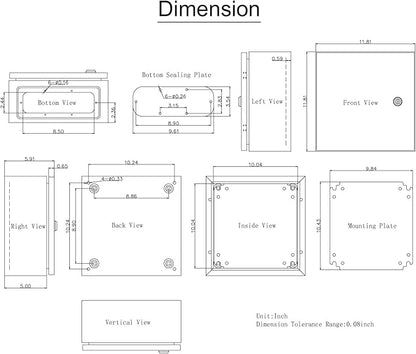 VEVOR NEMA Steel Enclosure, IP66 Waterproof & Dustproof, Outdoor/Indoor