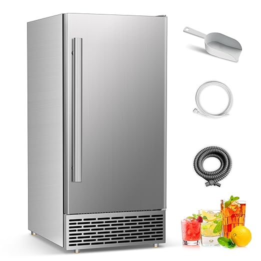 Commercial Ice Maker Machine 120 LBS/24H, 60 LBS Cold Preservation Bin