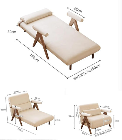 White Sleeper Chair for Reading |3 in 1 Sleeper Sofa Couch Bed | Adults | Living Room, Bedroom,Office | Adjustable Backrest| Space-Saving