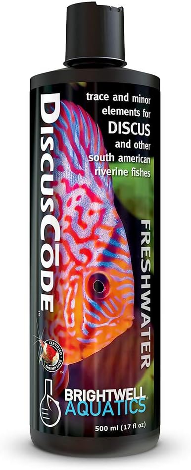 Brightwell Aquatics DiscusCōde Trace and Minor Element Supplement Supports Coloration Nerve Function Overall Health in Discus and Amazonian Freshwater Fish, 500 ml