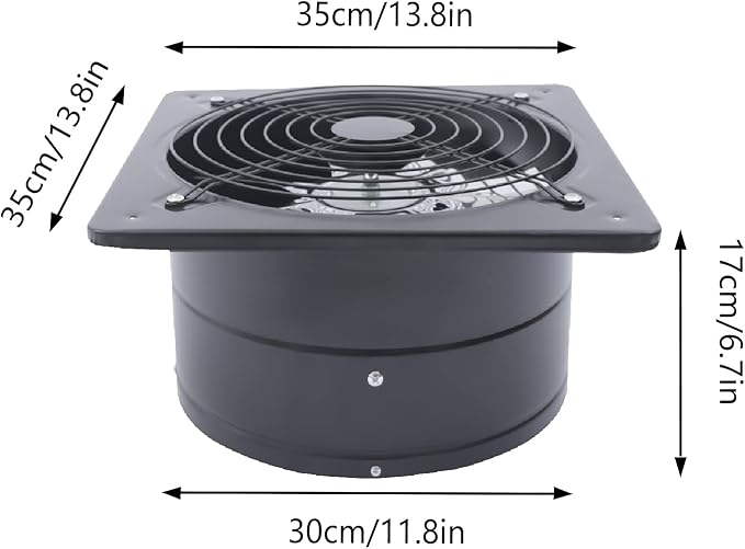 XUFOPLY 12 Inch Exhaust Fan, 110V 125W Wall Mounted Vent Fans 2800RPM Kitchen