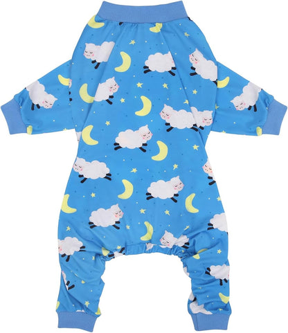 HDE Dog Pajamas One Piece Jammies Jumpsuit Pet Clothes Outfit Stretchy Lightweight Comfy Shirt Pjs for M-3XL Dogs Counting Sheep - XL