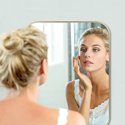 22x30 Inch Gold Bathroom Mirror, Brushed Gold Metal Framed Rectangular Mirror