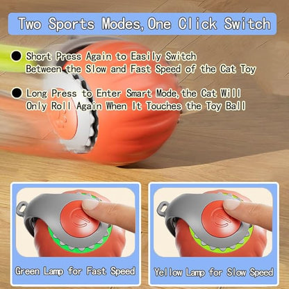 2 Pack Automatic Moving Dog Toy Ball,Smart Interactive Cat Toy Ball with Tail&Interactive Sensor,(Orange & Blue)