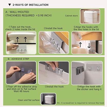 Sensor Hanging Trash Can with Lid 2.5 Gallon, Motion Sensor Garbage Can