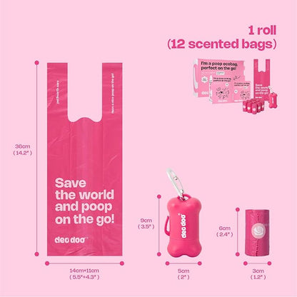 Dog Poop Bags with Handles 60 Rolls 720 Counts Big Sizes Leak Proof and Extra Thick Waste Bags Refill Rolls for Walking Small Medium Large Dogs Cats Litter With 2 Dispensers Rose Scented