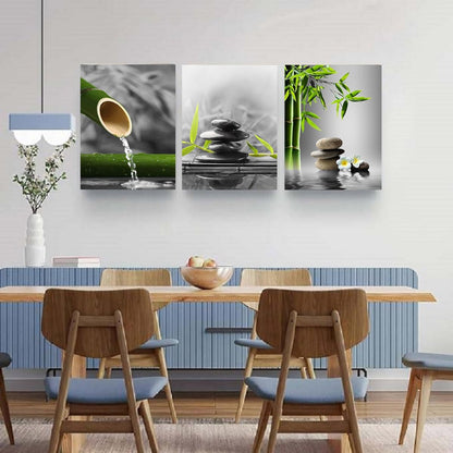 Yxbhhym-Bathroom Decor Black and White Zen Wall Art Gray Green Room Decor Zen Poster Canvas Pictures Zen Artwork for Spa Living Room Wall Decoration Wall Art Bedroom Home Decor Framed Prints Art