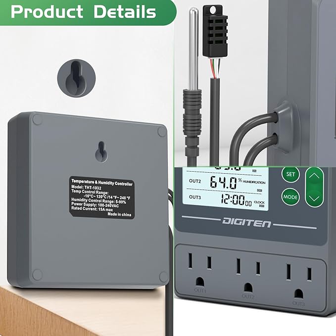 Dual Probe Temperature & Humidity Controller, Independent Sensors