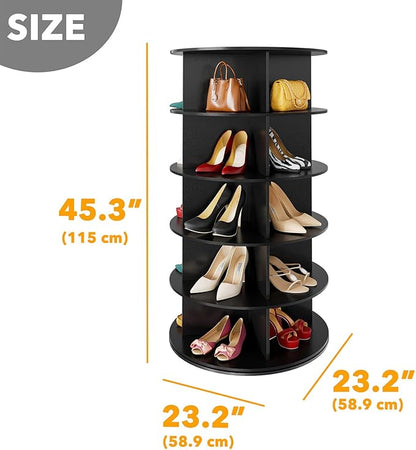 SpaceAid 5 Tier Rotating Shoe Rack Tower, Spinning Shoe Display Lazy Susan