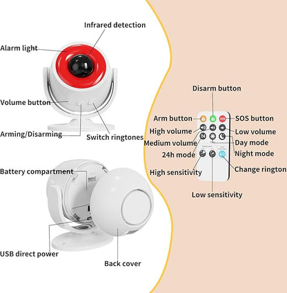 2 Pack Wireless Motion Detector Alarm
