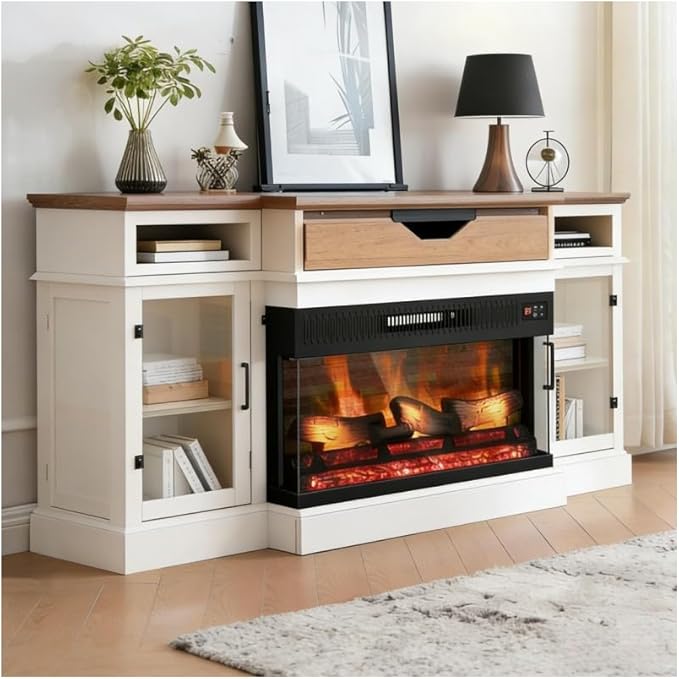 ROVSUN 1400W 3-Sided Glass Electric Fireplace Insert w/Remote Control, CSA