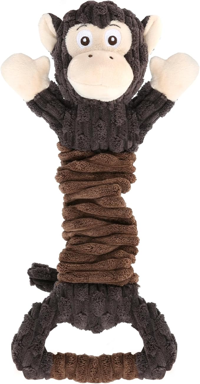 Plush Dog Toy with Crinkle Paper, Tug of War Pull Interactive Toys for Puppies to Large Dogs
