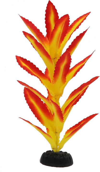 Silk Aquarium Plants for Betta Fish Tank, 2 Pcs 7.8 Inch Small Silk Aquarium Plant Aquatic Water Grass Decoration (Yellow-Red, 8 Inch)