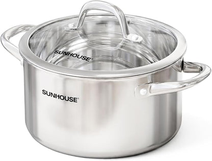 Sunhouse Professional 6.2-Quart Whole-Clad Multi-Ply Stainless Steel Stock Pot