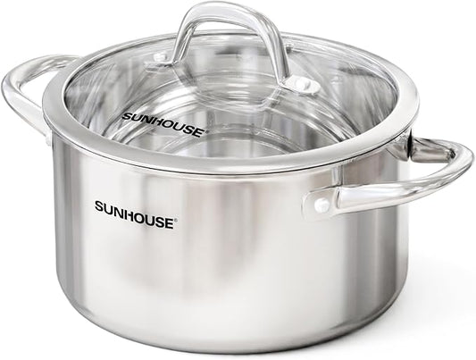 Sunhouse Professional 6.2-Quart Whole-Clad Multi-Ply Stainless Steel Stock Pot