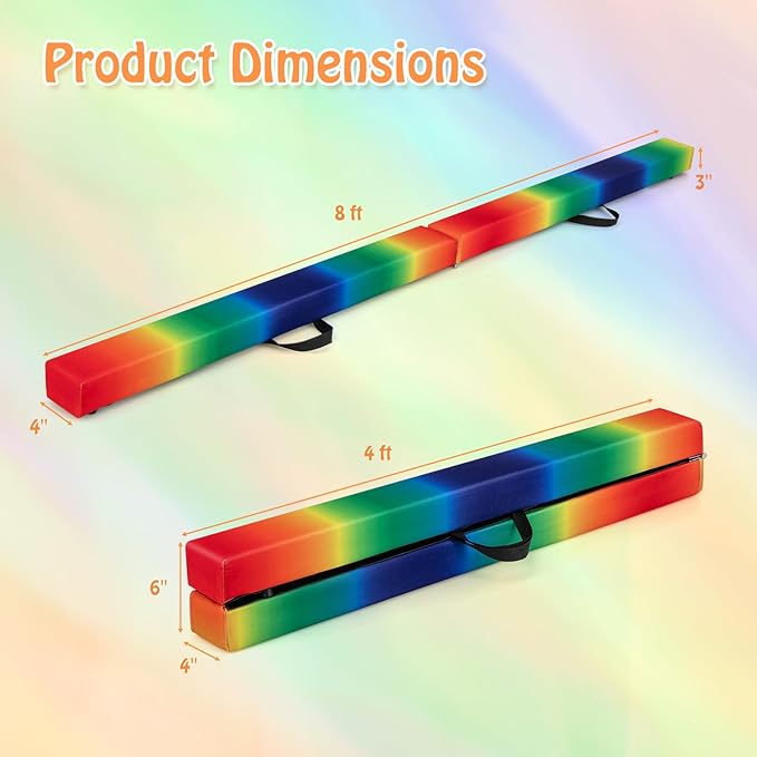 Giantex 7FT/8FT/9FT Balance Beam, Folding Gymnastics Beam w/Carry Handles