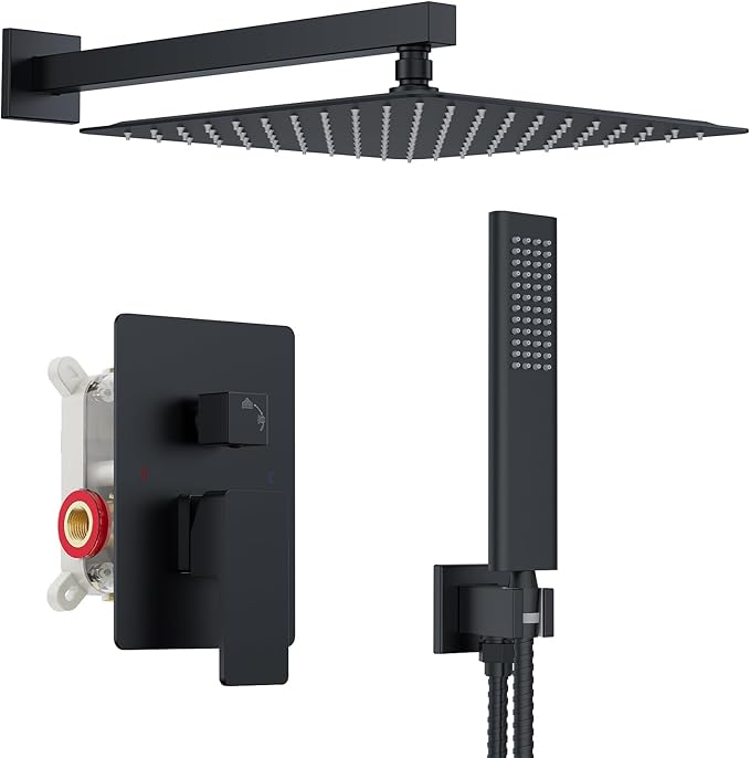 Iriber Shower Set with 12 Inch High Pressure Rain Shower Head and Handheld and