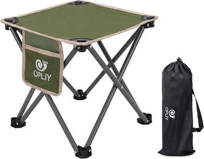 Opliy Camping Stool, 13.5 inch Folding Small Chair Portable Camp Stool for Camping Fishing Hiking Gardening and Beach, Camping Seat with Carry Bag (Green)