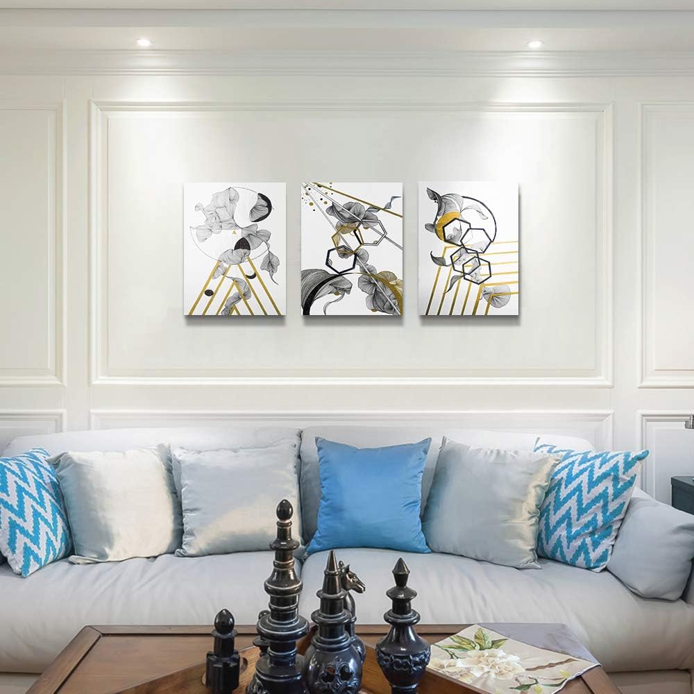 modern Abstract painting Canvas Wall Art for Living Room Wall Artworks Bedroom Decoration, 3 piece Framed office kitchen bathroom Wall decor inspirational Black and white abstract posters Home Decor
