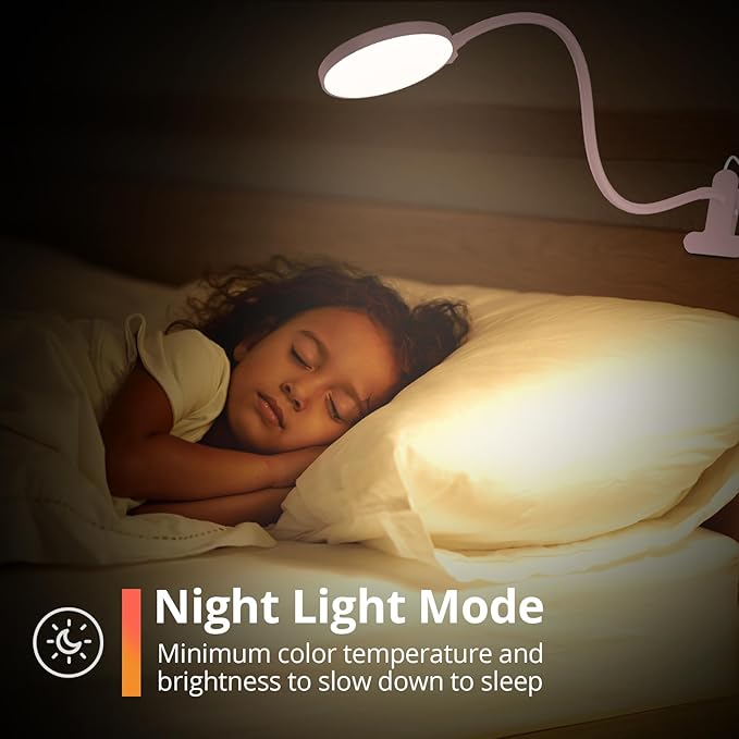 Reading Light with Remote, LED Desk Lamp Clip on [1H Timer & Nightlight] RA>95 Dimmable Flexible Gooseneck, Reading Lamp with Clamp for Table - 3.5'' (Adapter Included)