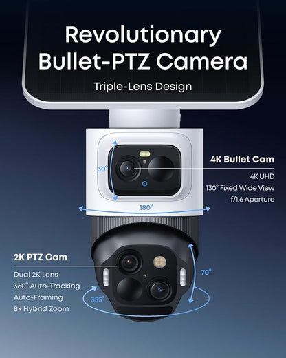 eufy Security eufyCam S4 2-Cam Kit, 4K Solar Camera Wireless Outdoor, Triple