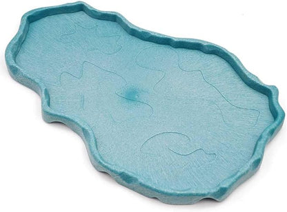 Reptile Food and Water Bowl Dish Reptile Food Dish Large Tortoise Water Bowl for Turtle Lizard Snake Gecko Ball Python (Blue)