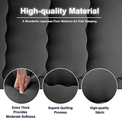 BEYTLYE Japanese Floor Mattress,Thicken Japanese Floor Sleeping Pad Foldable,Roll Up Tatami Mat Easy to Store and Portable,Futon Mattress Suitable for Camping and Guest Room (Green, Full (80" X 47"))